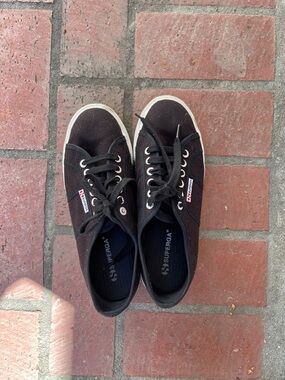 Superga Platform Black Canvas Sneakers